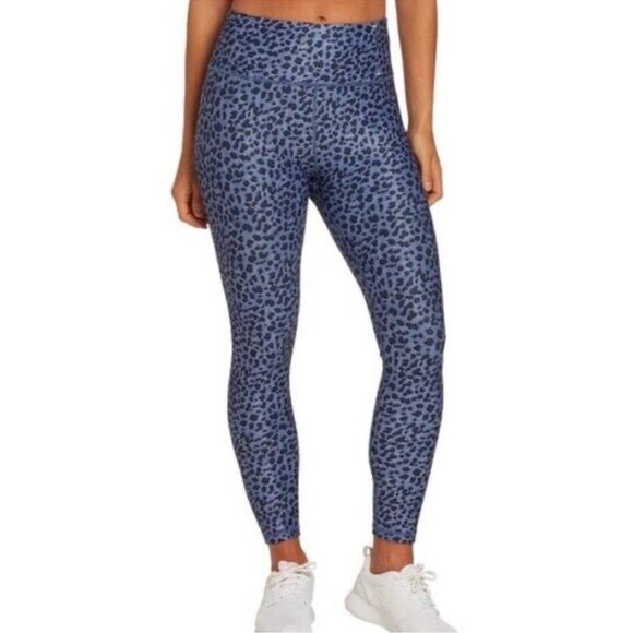 Calia Blue Leopard Print Leggings with Bonus Matching Sports Bra, Size S - Picture 1 of 10